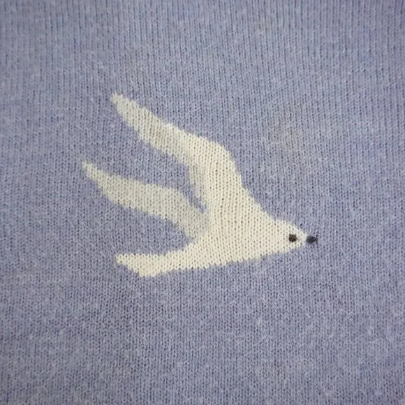 Vintage White Stag Blue Ivory Seagull Bird Scenic Crewneck Knit Sweater M - Picture 8 of 10